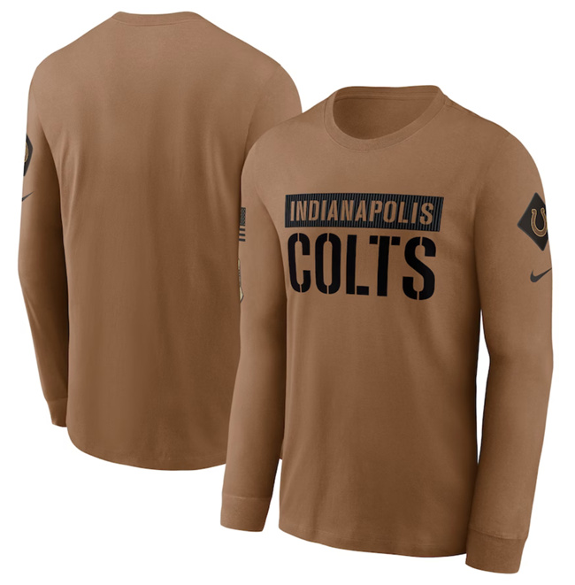 Men's Indianapolis Colts 2023 Brown Salute To Service Long Sleeve T-Shirt